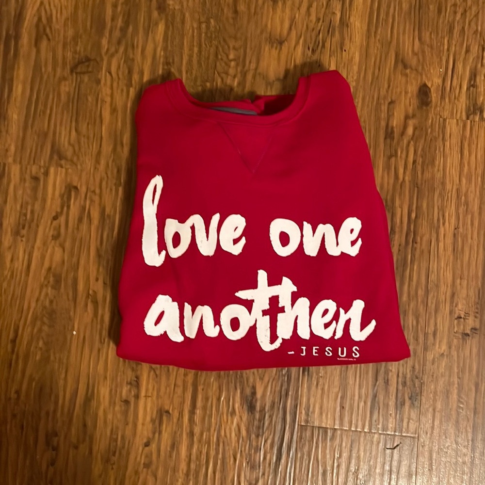 red sweatshirt